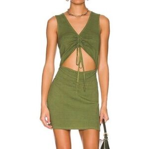 Free People Olive Green Ruched Mini Dress